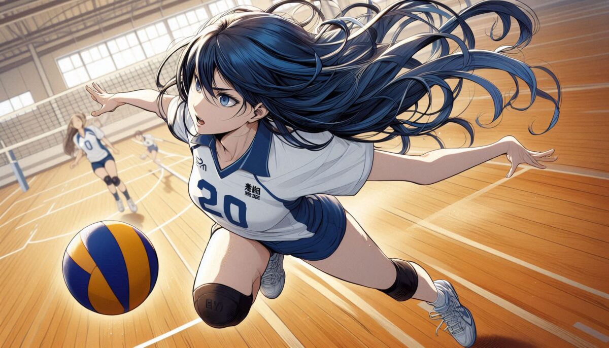 ボールに向かってジャンプする女子バレーボール選手